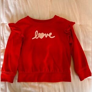 Cat & Jack sweatshirt: Red with pink knit “love”.